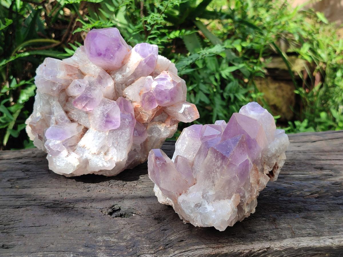 Natural Jacaranda Amethyst Crystal Clusters x 2 From Mumbwa, Zambia - Toprock Gemstones and Minerals 
