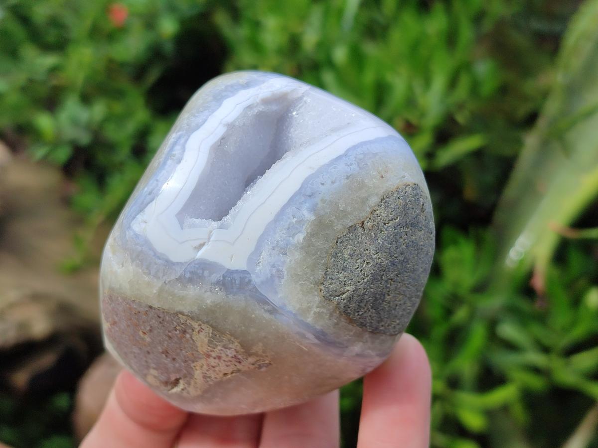 Polished Blue Lace Agate Standing Display Pieces x 2 From Nsanje, Malawi - Toprock Gemstones and Minerals 