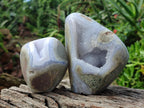 Polished Blue Lace Agate Standing Display Pieces x 2 From Nsanje, Malawi - Toprock Gemstones and Minerals 