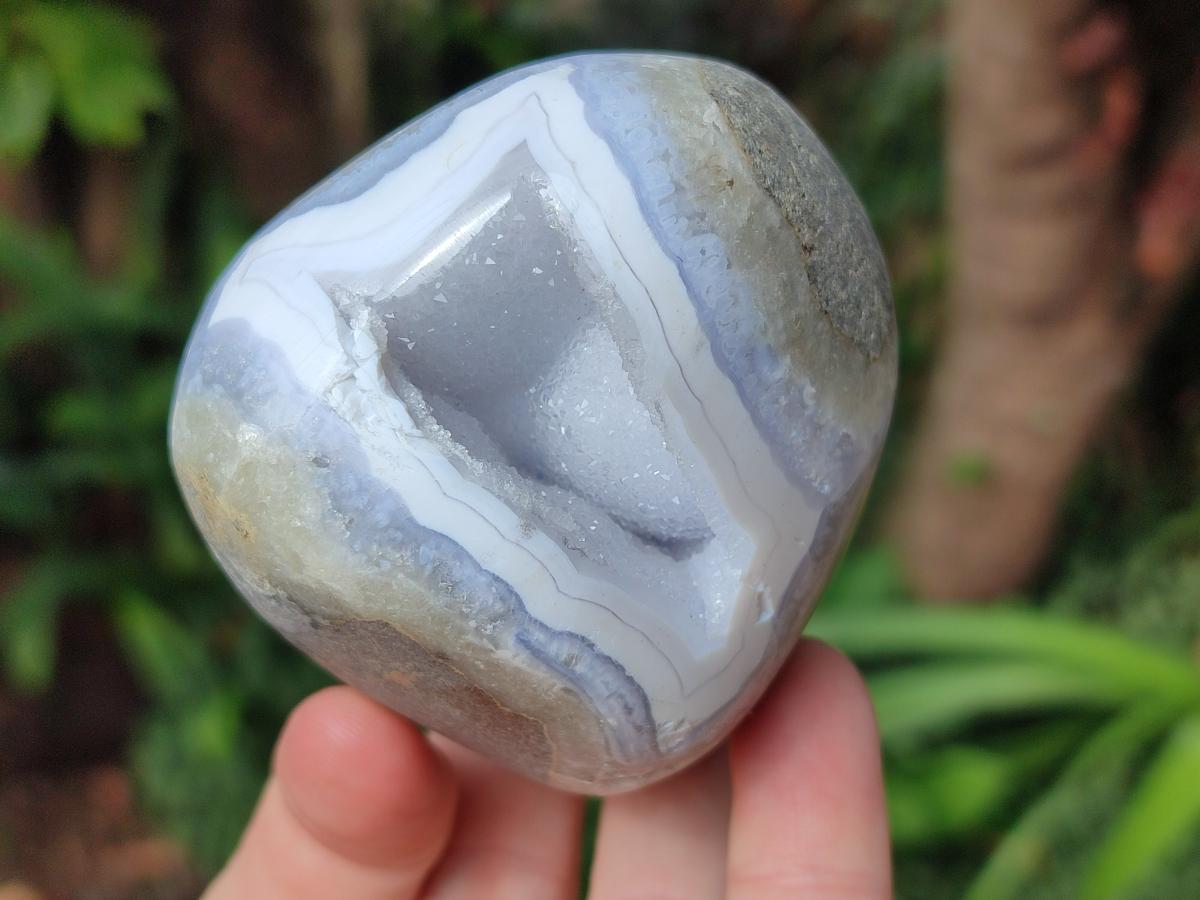 Polished Blue Lace Agate Standing Display Pieces x 2 From Nsanje, Malawi - Toprock Gemstones and Minerals 