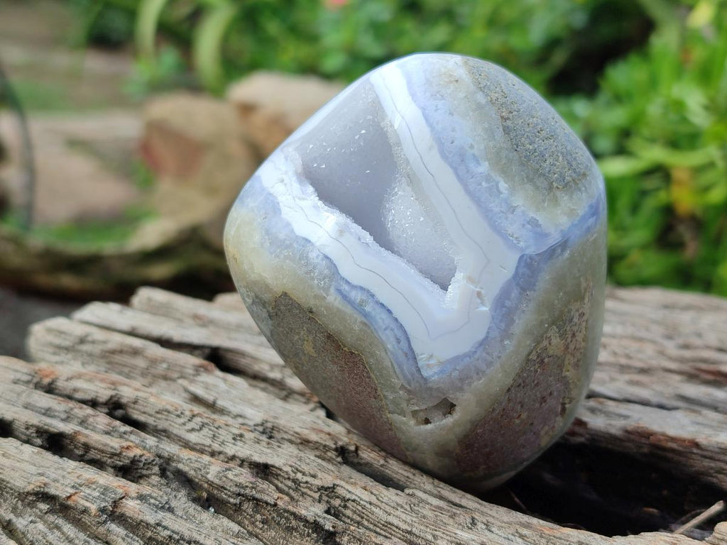 Polished Blue Lace Agate Standing Display Pieces x 2 From Nsanje, Malawi - Toprock Gemstones and Minerals 