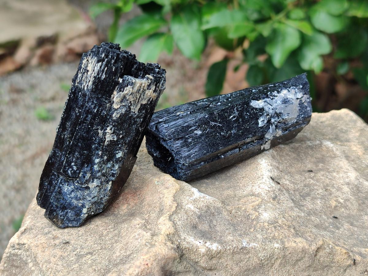 Natural Schorl Black Tourmaline with Associated Minerals x 12 From Erongo, Namibia - Toprock Gemstones and Minerals 