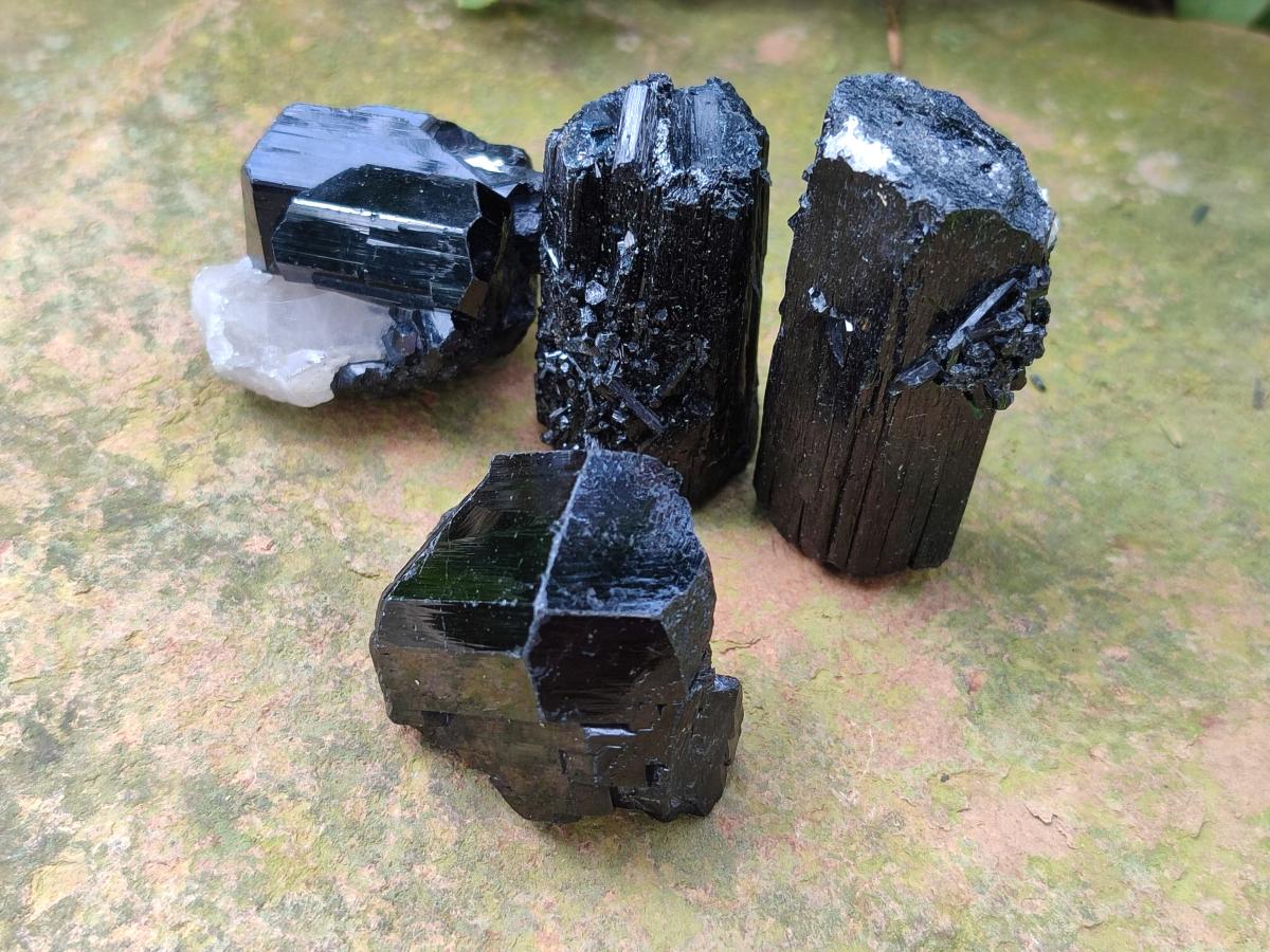 Natural Schorl Black Tourmaline with Associated Minerals x 12 From Erongo, Namibia - Toprock Gemstones and Minerals 