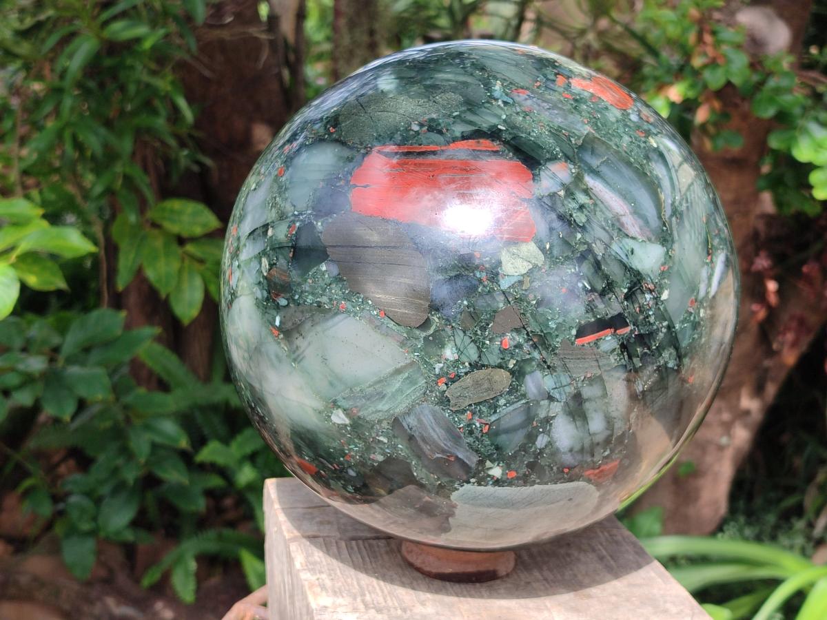 Polished Giant Bloodstone Sphere x 1 From Swaziland - Toprock Gemstones and Minerals 