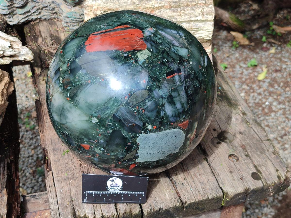 Polished Giant Bloodstone Sphere x 1 From Swaziland - Toprock Gemstones and Minerals 