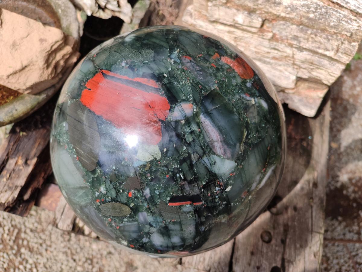 Polished Giant Bloodstone Sphere x 1 From Swaziland - Toprock Gemstones and Minerals 