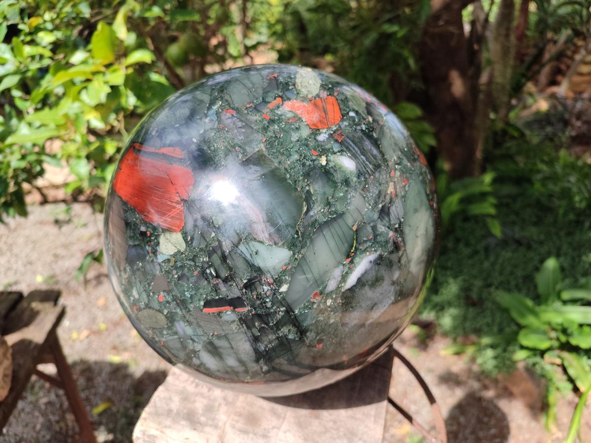 Polished Giant Bloodstone Sphere x 1 From Swaziland - Toprock Gemstones and Minerals 
