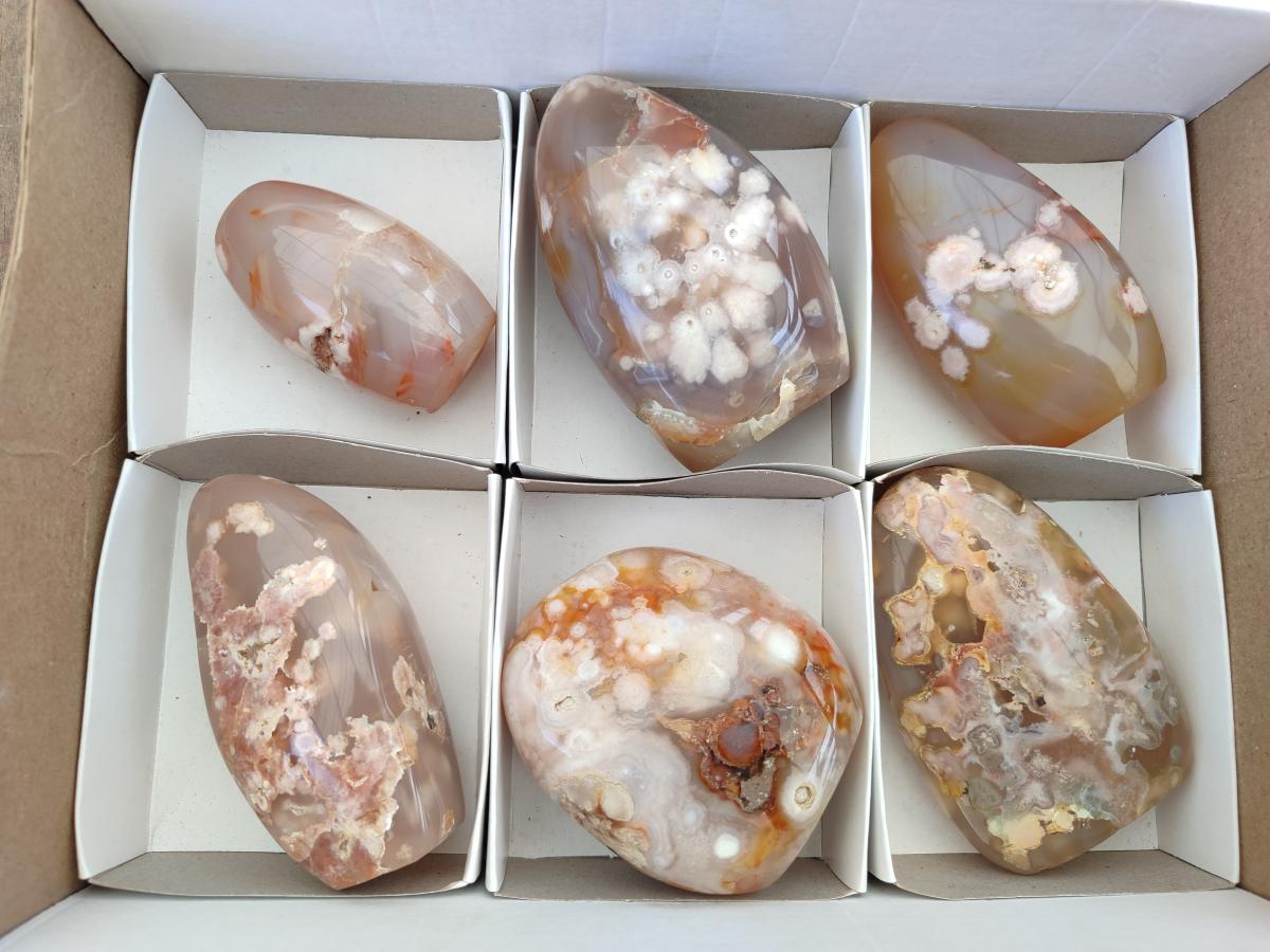 Polished Flower Agate Standing Display Pieces x 6 From Antsahalova, Madagascar - Toprock Gemstones and Minerals 