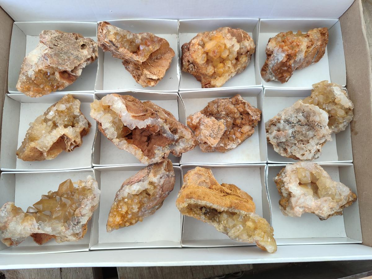 Natural Golden Limonite Quartz Clusters x 12 From Solwezi, Zambia - Toprock Gemstones and Minerals 