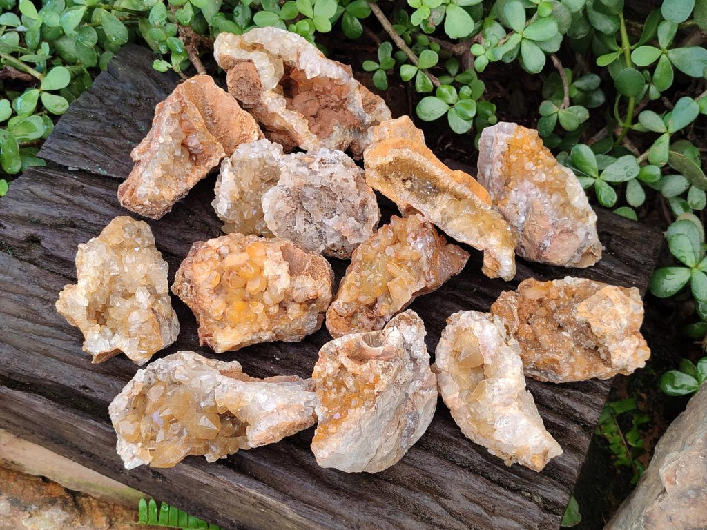 Natural Golden Limonite Quartz Clusters x 12 From Solwezi, Zambia - Toprock Gemstones and Minerals 