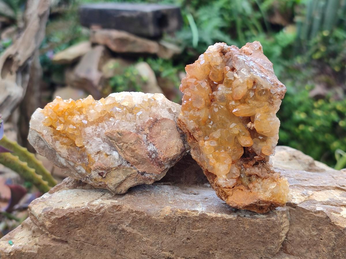 Natural Golden Limonite Quartz Clusters x 12 From Solwezi, Zambia - Toprock Gemstones and Minerals 