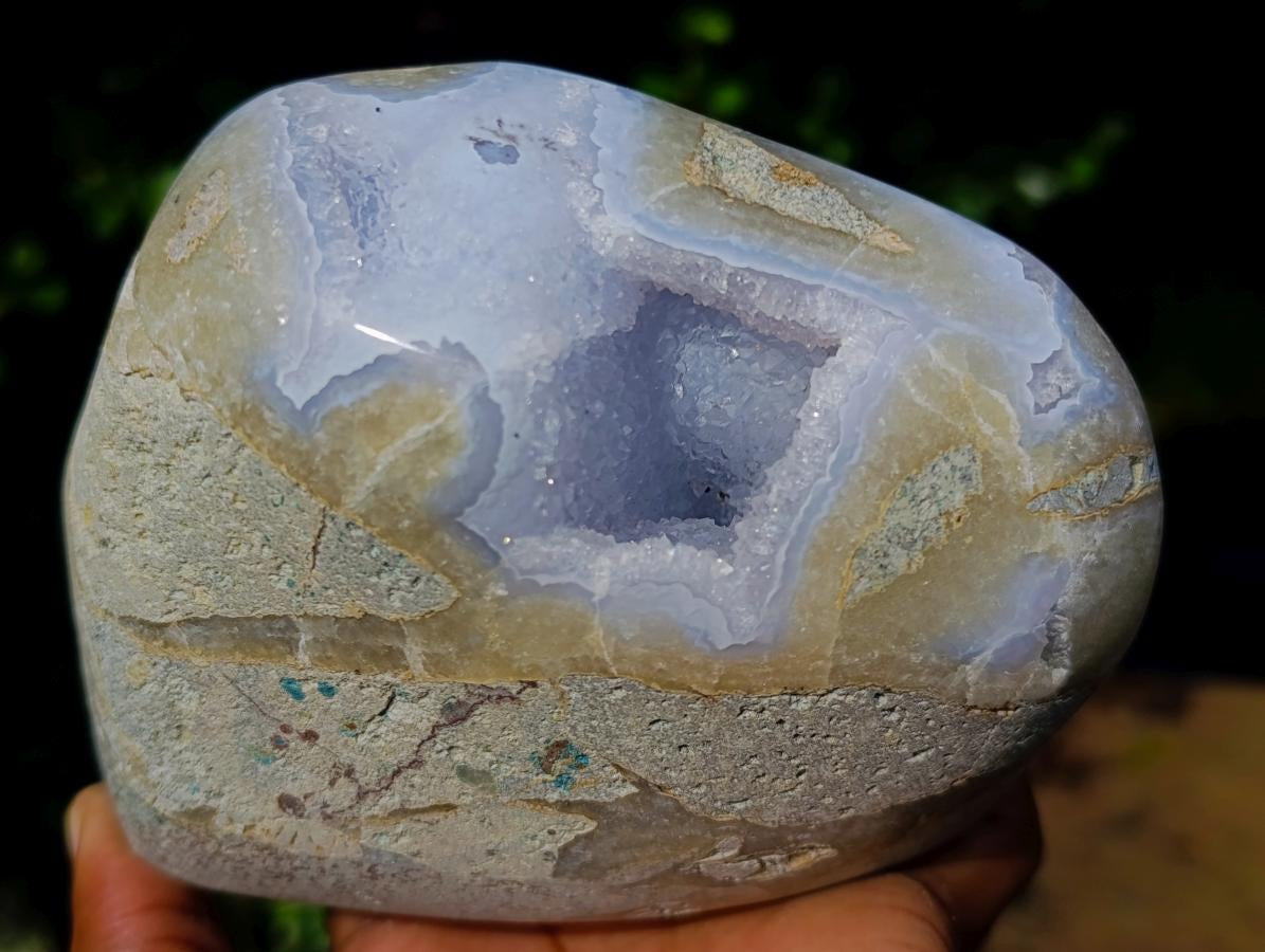 Polished Large Blue Lace Agate Standing Display Piece x 1 From Nsanje, Malawi - Toprock Gemstones and Minerals 