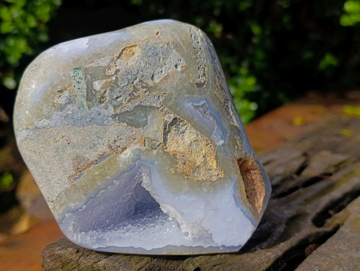 Polished Large Blue Lace Agate Standing Display Piece x 1 From Nsanje, Malawi - Toprock Gemstones and Minerals 