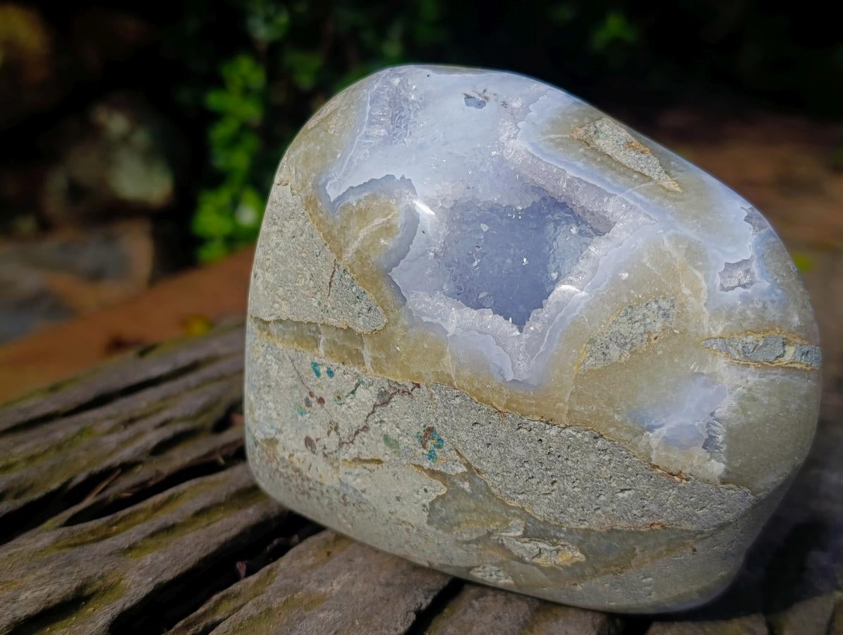 Polished Large Blue Lace Agate Standing Display Piece x 1 From Nsanje, Malawi - Toprock Gemstones and Minerals 