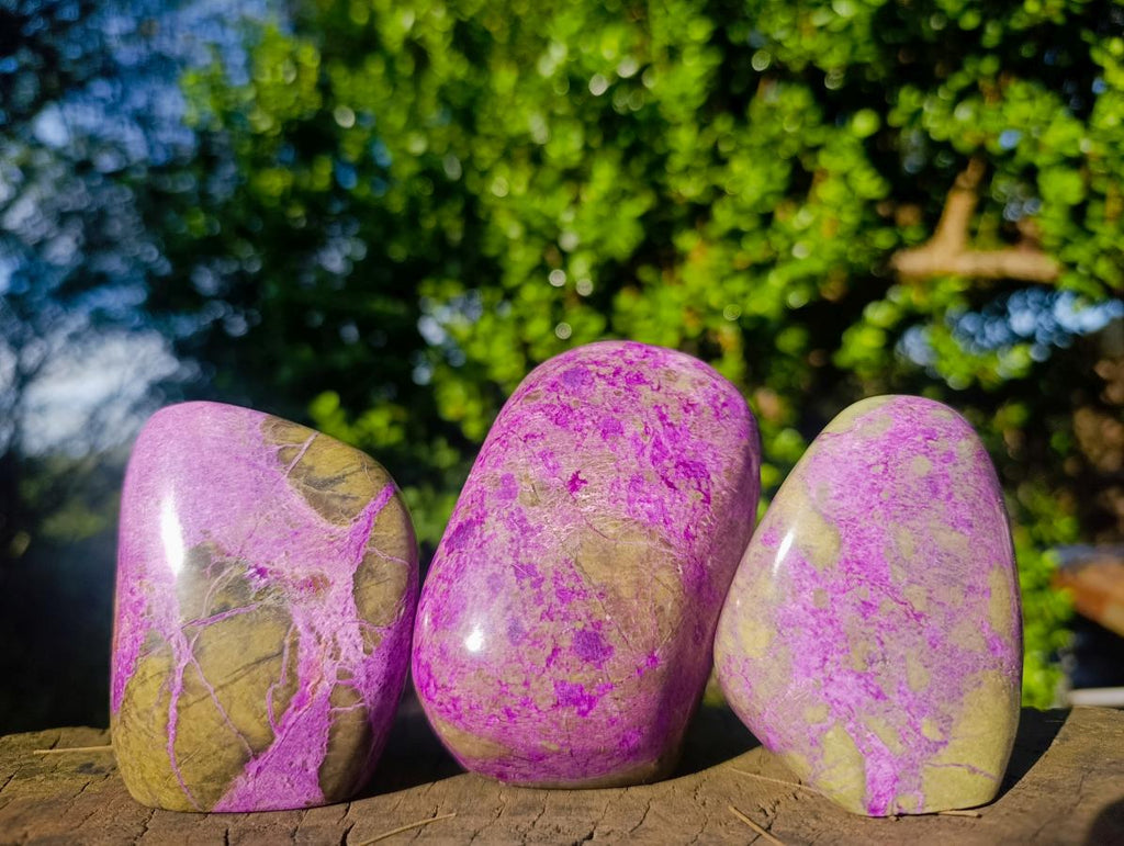Polished Stichtite Standing Display Pieces x 3 From Barberton, South Africa - Toprock Gemstones and Minerals 