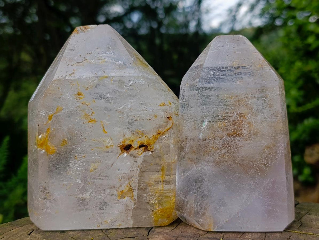 Polished Large Akansobe Window Quartz Crystals x 2 From Madagascar - Toprock Gemstones and Minerals 