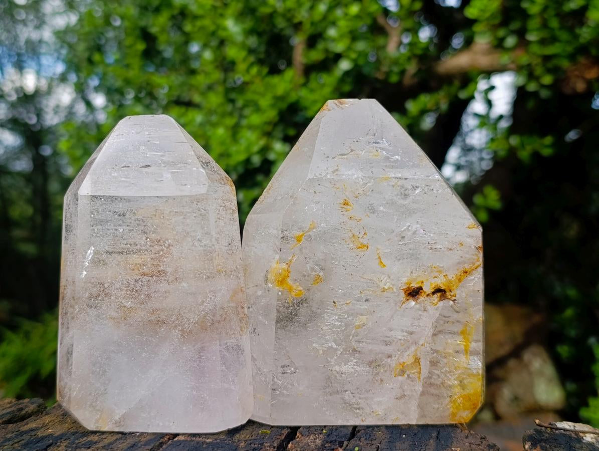 Polished Large Akansobe Window Quartz Crystals x 2 From Madagascar - Toprock Gemstones and Minerals 