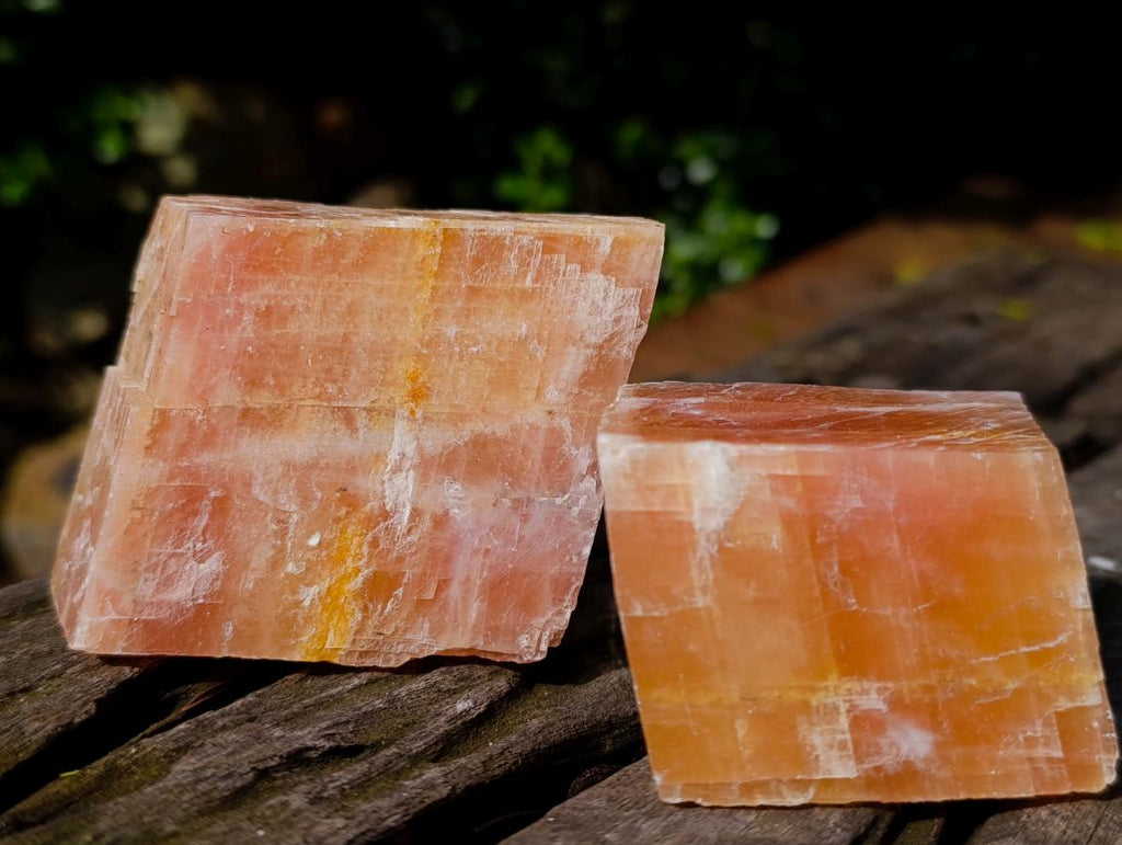 Natural Rhombohedral Sunset Orange Calcite Specimens x 12 From Spitzkop, Namibia - Toprock Gemstones and Minerals 