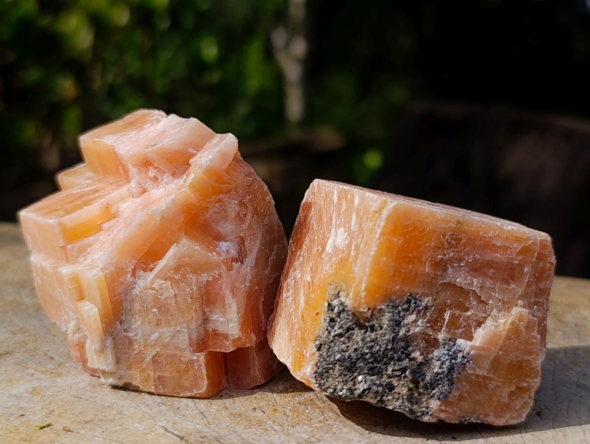 Natural Rhombohedral Sunset Orange Calcite Specimens x 12 From Spitzkop, Namibia - Toprock Gemstones and Minerals 