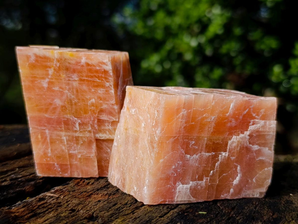 Natural Rhombohedral Sunset Orange Calcite Specimens x 12 From Spitzkop, Namibia - Toprock Gemstones and Minerals 