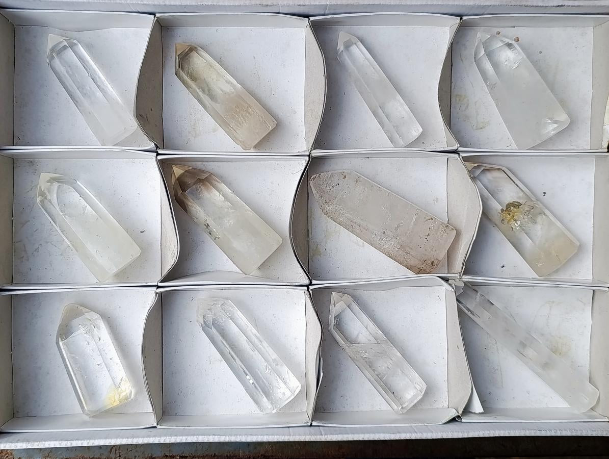 Polished Clear Quartz Display Crystals x 12 From Madagascar - Toprock Gemstones and Minerals 