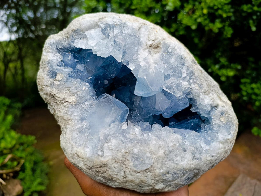 Natural Large Blue Celestite Geode Specimen x 1 From Sakoany, Madagascar - Toprock Gemstones and Minerals 