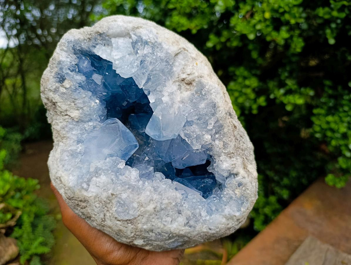 Natural Large Blue Celestite Geode Specimen x 1 From Sakoany, Madagascar - Toprock Gemstones and Minerals 