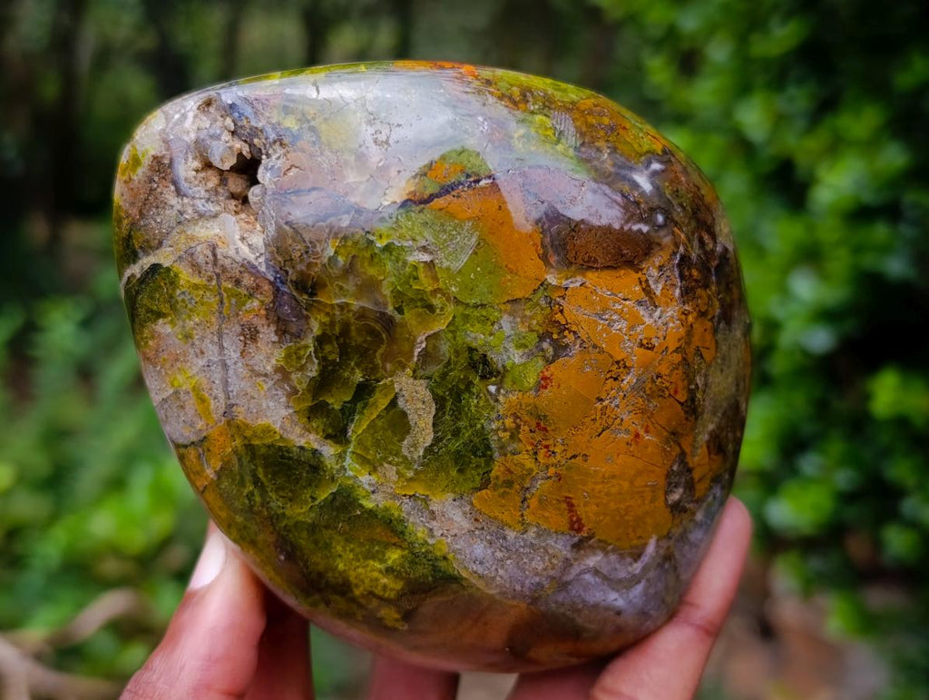 Polished Green Opal Standing Free Forms x 3 From Betroka, Madagascar - Toprock Gemstones and Minerals 