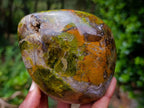 Polished Green Opal Standing Free Forms x 3 From Betroka, Madagascar - Toprock Gemstones and Minerals 