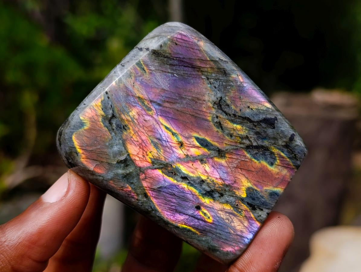 Polished Rare Purple Sunset Flash Labradorite Standing Display Pieces x 6 From Madagascar - Toprock Gemstones and Minerals 