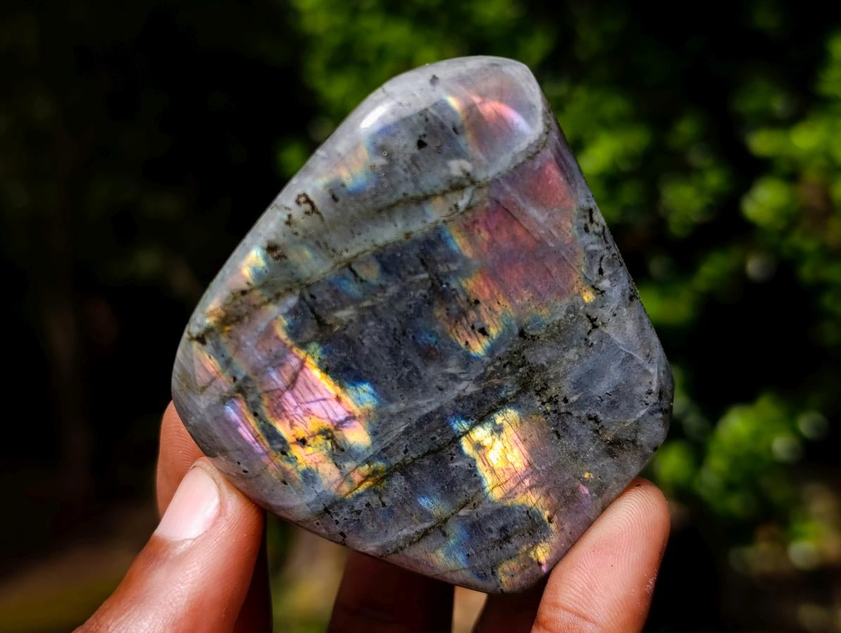 Polished Rare Purple Sunset Flash Labradorite Standing Display Pieces x 6 From Madagascar - Toprock Gemstones and Minerals 