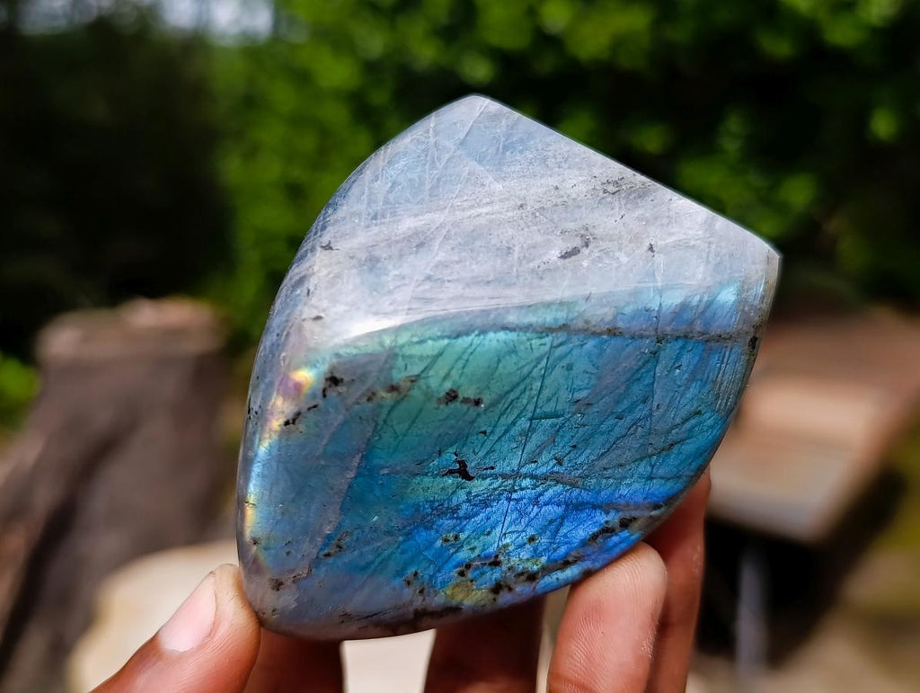 Polished Rare Purple Sunset Flash Labradorite Standing Display Pieces x 6 From Madagascar - Toprock Gemstones and Minerals 