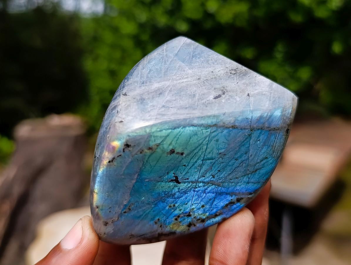 Polished Rare Purple Sunset Flash Labradorite Standing Display Pieces x 6 From Madagascar - Toprock Gemstones and Minerals 