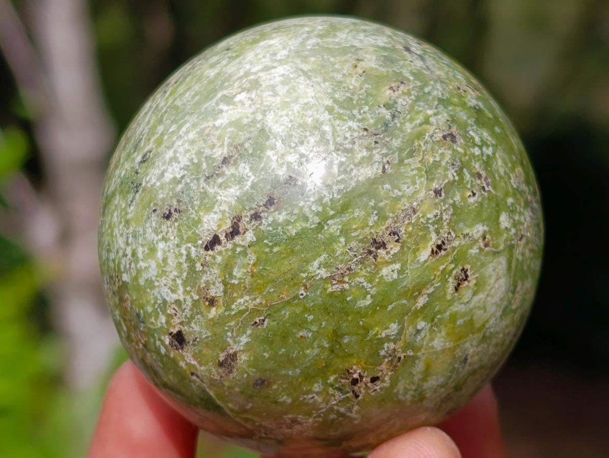 Polished Green Chrysoprase Spheres x 5 From Ambatondrazaka, Madagascar