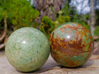 Polished Green Chrysoprase Spheres x 5 From Ambatondrazaka, Madagascar - Toprock Gemstones and Minerals 