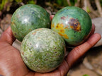 Polished Green Chrysoprase Spheres x 5 From Ambatondrazaka, Madagascar - Toprock Gemstones and Minerals 