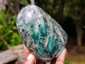 Polished Emerald Mica 'Mutokolite' Standing Free Forms x 3 From Mutoko, Zimbabwe - Toprock Gemstones and Minerals 