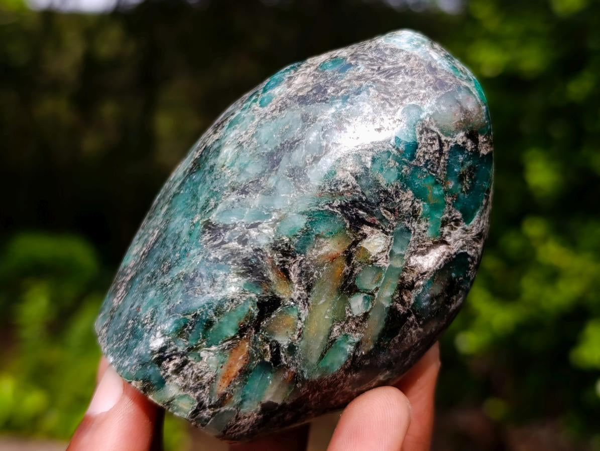 Polished Emerald Mica 'Mutokolite' Standing Free Forms x 3 From Mutoko, Zimbabwe - Toprock Gemstones and Minerals 