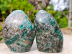 Polished Emerald Mica 'Mutokolite' Standing Free Forms x 3 From Mutoko, Zimbabwe - Toprock Gemstones and Minerals 