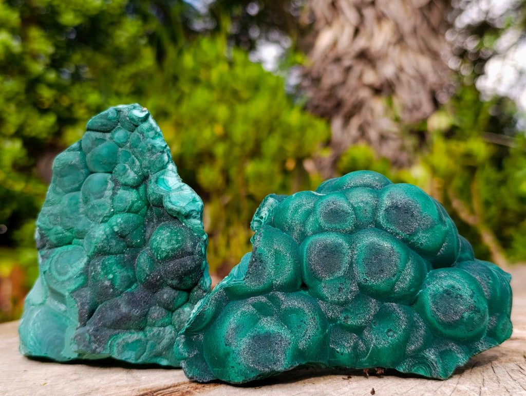 Natural Botryoidal Malachite Specimens x 3 From Congo - Toprock Gemstones and Minerals 