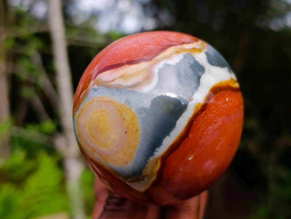 Polished Large Polychrome Jasper Mushrooms x 6 From NW Coast, Madagascar - Toprock Gemstones and Minerals 