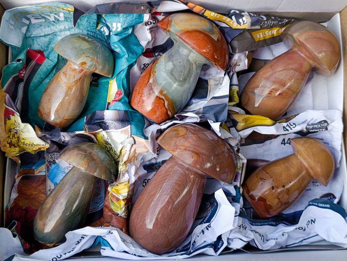 Polished Large Polychrome Jasper Mushrooms x 6 From NW Coast, Madagascar - Toprock Gemstones and Minerals 