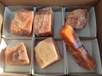 Natural Rhombohedral Sunset Orange Calcite Specimens x 6 From Spitzkop, Namibia - Toprock Gemstones and Minerals 