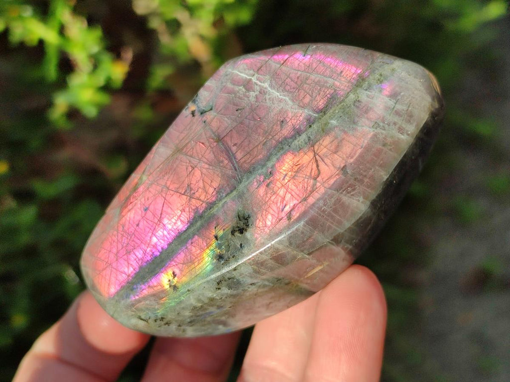 Polished Rare Purple Sunset Flash Labradorite Standing Display Pieces x 3 From Madagascar - Toprock Gemstones and Minerals 