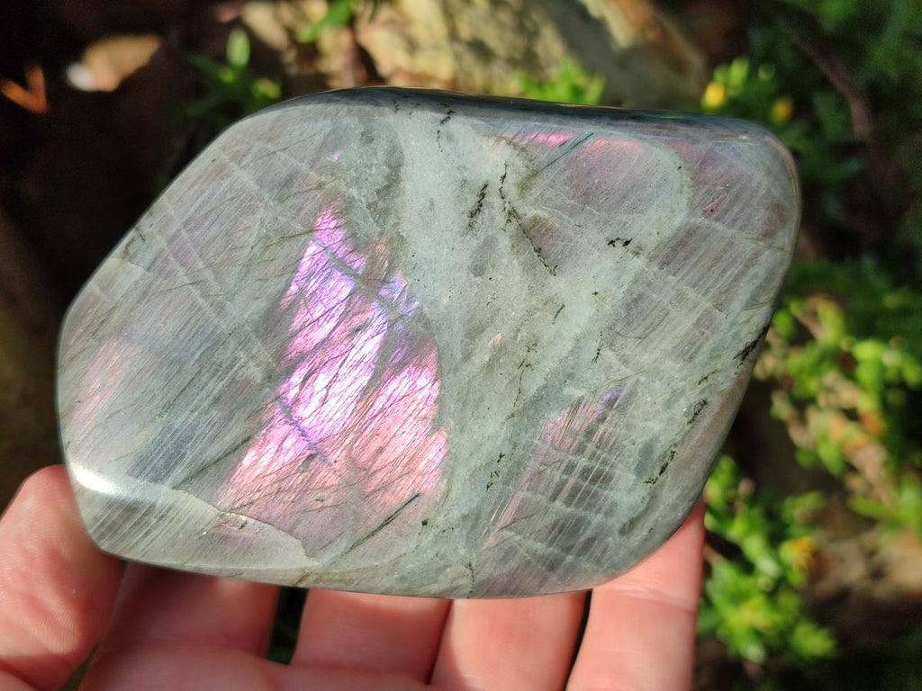Polished Rare Purple Sunset Flash Labradorite Standing Display Pieces x 3 From Madagascar - Toprock Gemstones and Minerals 