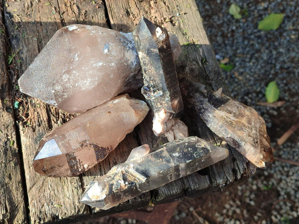 Natural Smokey Quartz Crystals x 5 From Malawi - Toprock Gemstones and Minerals 