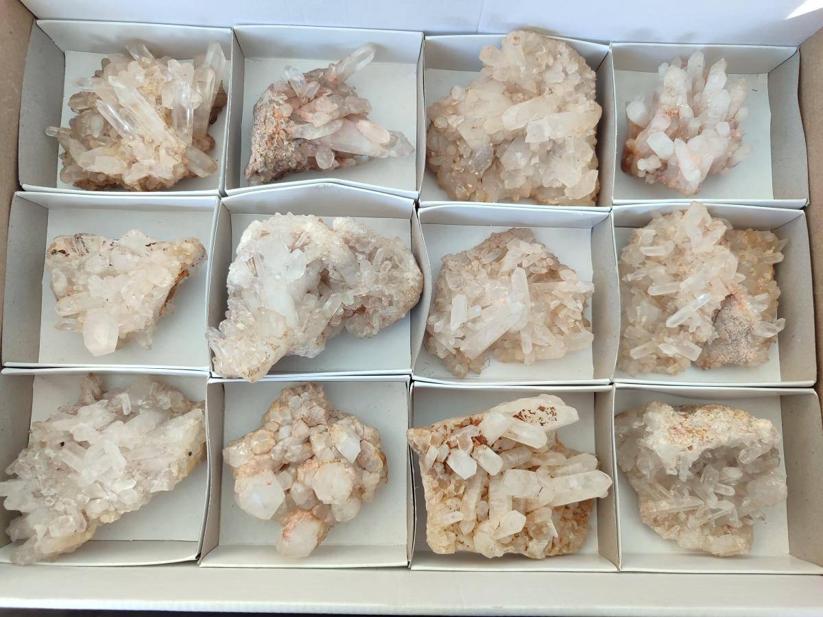 Natural Malagasy Quartz Crystal Clusters x 12 From Madagascar - Toprock Gemstones and Minerals 