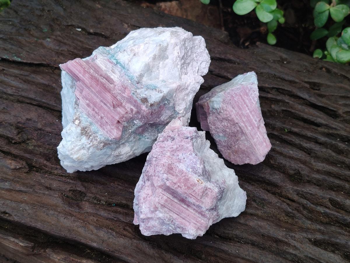 Natural Pink Rubellite Tourmaline Specimens x 3 From Karibib, Namibia - Toprock Gemstones and Minerals 