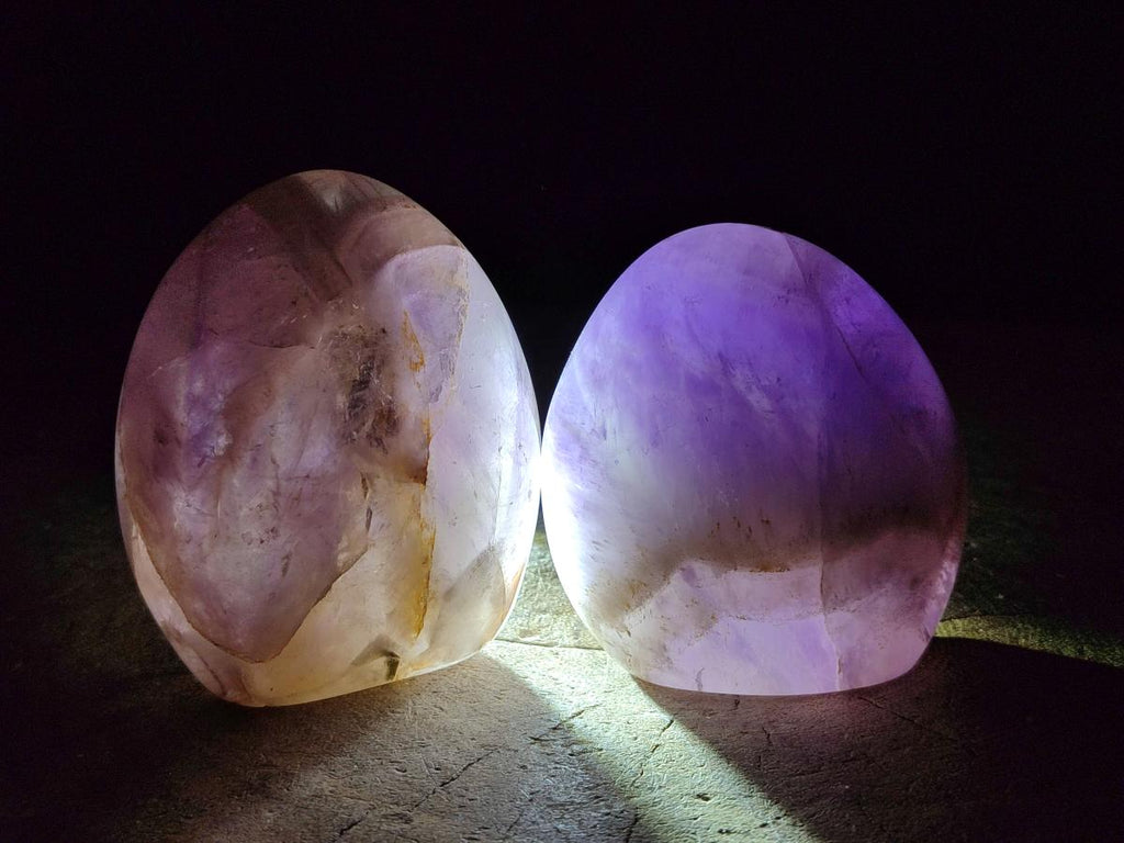 Polished Purple Chevron Amethyst Standing Free Forms x 4 From Madagascar - Toprock Gemstones and Minerals 
