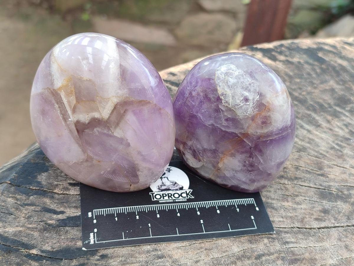 Polished Purple Chevron Amethyst Standing Free Forms x 4 From Madagascar - Toprock Gemstones and Minerals 